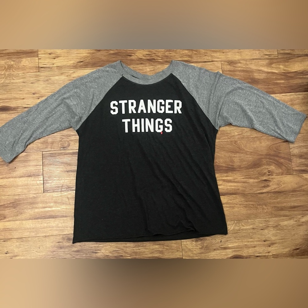 Stranger Things Black Graphic Quarter-Sleeve Raglan Tee